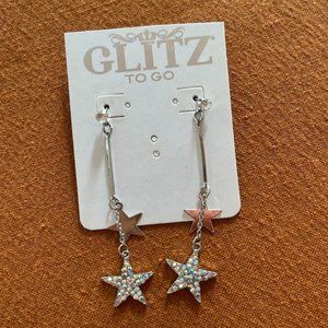 Sliver Drop Star Earrings